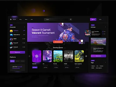 Gaming Stream UI black branding clean gaming landing page layout lettering minimal modern simple typography ui ui design uidesign uiux ux vector web web design website