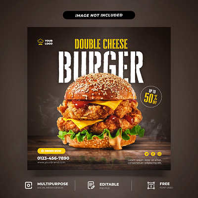 Special Burger Promotion Social Media Template fast food