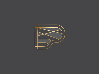 Pianist Paul Warthen Secondary Brandmark–Smoke Gray brand branding design gold gray identity instrument logo logo design logo designer music musician p pianist piano