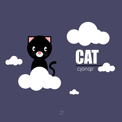 cat clouds art cartoon design illustration vector