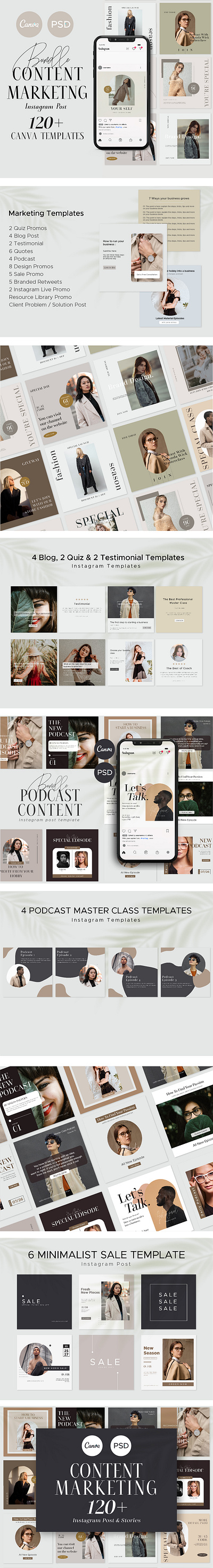 Instagram content marketing template branding fashion instagram marketing podcast post template