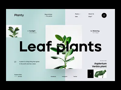 Planty Web Site Design: Landing Page / Home Page UI design ecommerce flower flower pots furniture store garden gardening green interior orix plant plant care plant shop plants sajon tree trend ui design uiux web design