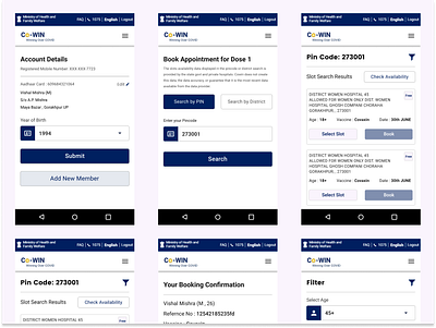 CoWin Redesign part 2 app design arogyasetu covaxin covid19 covishield cowin app figma mobile design ui vaccination