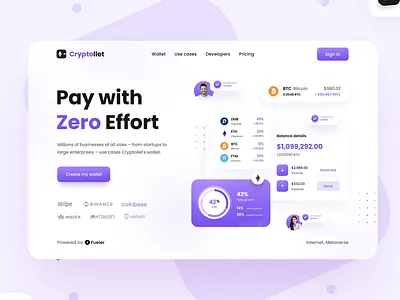 Cryptollet UI Design behance clean ui crypto crypto payment crypto wallet design inspiration pastle color ui ui desi uidesign uiux ux uxdesign uxresearch violet wallet web webdesign website