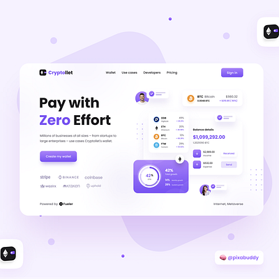 Cryptollet UI Design behance clean ui crypto crypto payment crypto wallet design inspiration pastle color ui ui desi uidesign uiux ux uxdesign uxresearch violet wallet web webdesign website