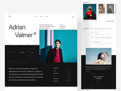 Photography Portfolio Landing Page clean landing page layout minimalist personal photography portfolio ui design web web design web ui website