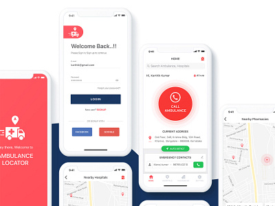 Ambulance Locator ambulance app application booking design mobile ui ux