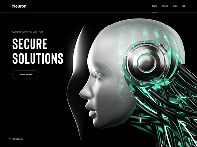 Neuron - Landing Page Design 3d 3d design 3d element animation clean dark theme design landing landing page landing page design minimal motion graphics ui ux web design web site web site design