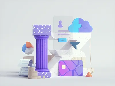 Banking pillar 3d 3dillustration abstract art banking branding design icons illustration web