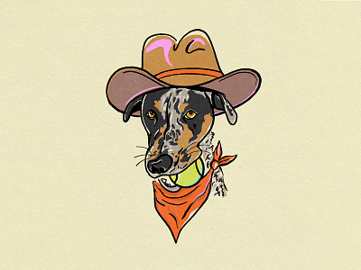 Best Fetchin' Girl in the (Mid)West cowboy cowboy hat design dog drawing illustration retro texture typography vector western