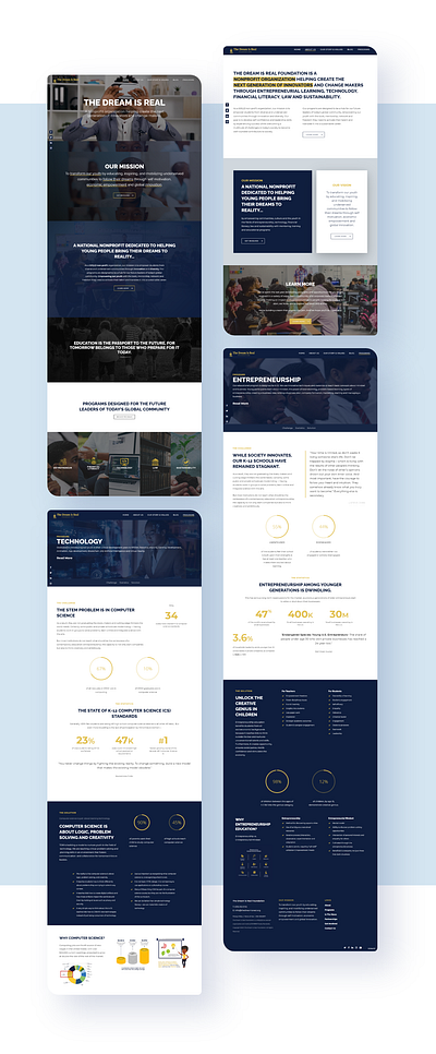 TDIR Foundation: Landing Page (WordPress) animated blue bold brandinggold creative hero homepaeg landing landing page minimalist modern montserrat navy one page sans uppercase video web webpage wordpress