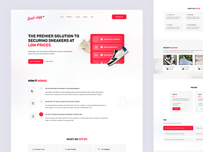Resellology – One Page Website UI/UX cook group design desktop light theme red resell reselling shoes sneaker sneakers ui ux website