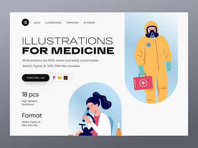 Medicine illustrations 18design clean clean ui corona corona illustation covid covid illustration covid19 covid19 illustration doctor doctor illustation mask medecine medic medical medical illustation medicine illustration minimalism ui