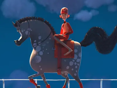 Jockey 3d blender character dirclumsy horse jockey