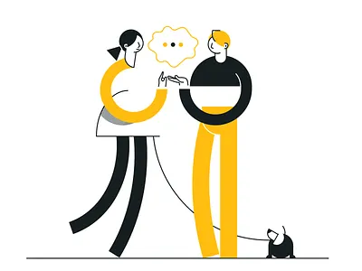 Conversation clean couple dog geometric illustration simple vector