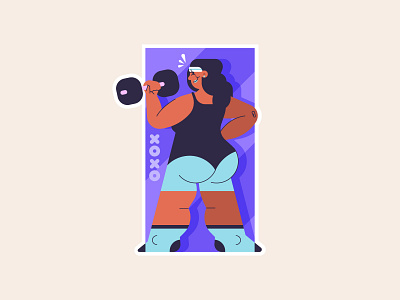 Workout Routine Nr.1 design fit graphic design happy icon illustration line minimal retro simple weights woman workout