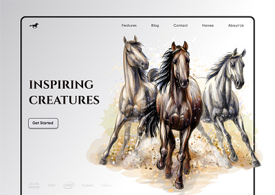 Horse Club Landing Page app club convrtx design horse illustration minimal modern typography ui unique ux web