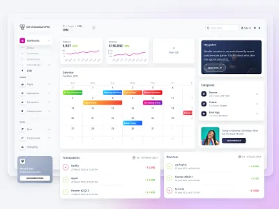 Soft UI Dashboard PRO - CRM 3d admin bootstrap 5 calendar chart code crm dashboard glassmorphism gradient html input profile table template web design