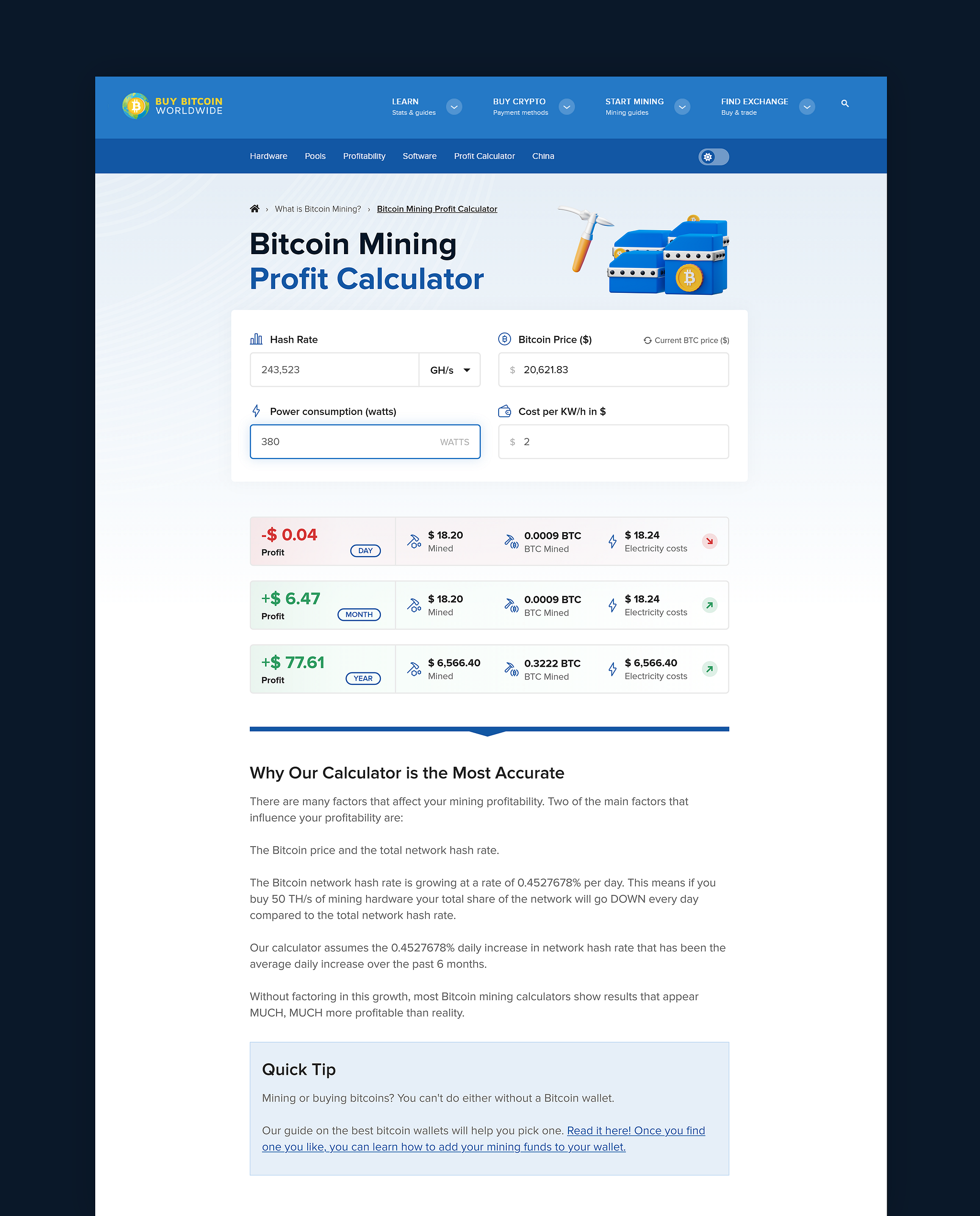 Bitcoin mining profit calculator by Pitu Alexandru on Dribbble