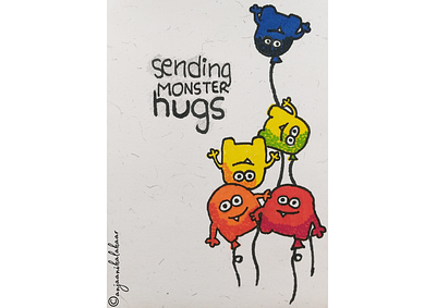 Monster Hugs anjaanikalakaar art color pencil colors design dribble artist flat hand drawn hugs love yourself minimal monster paper craft pencil drawing sketchbook