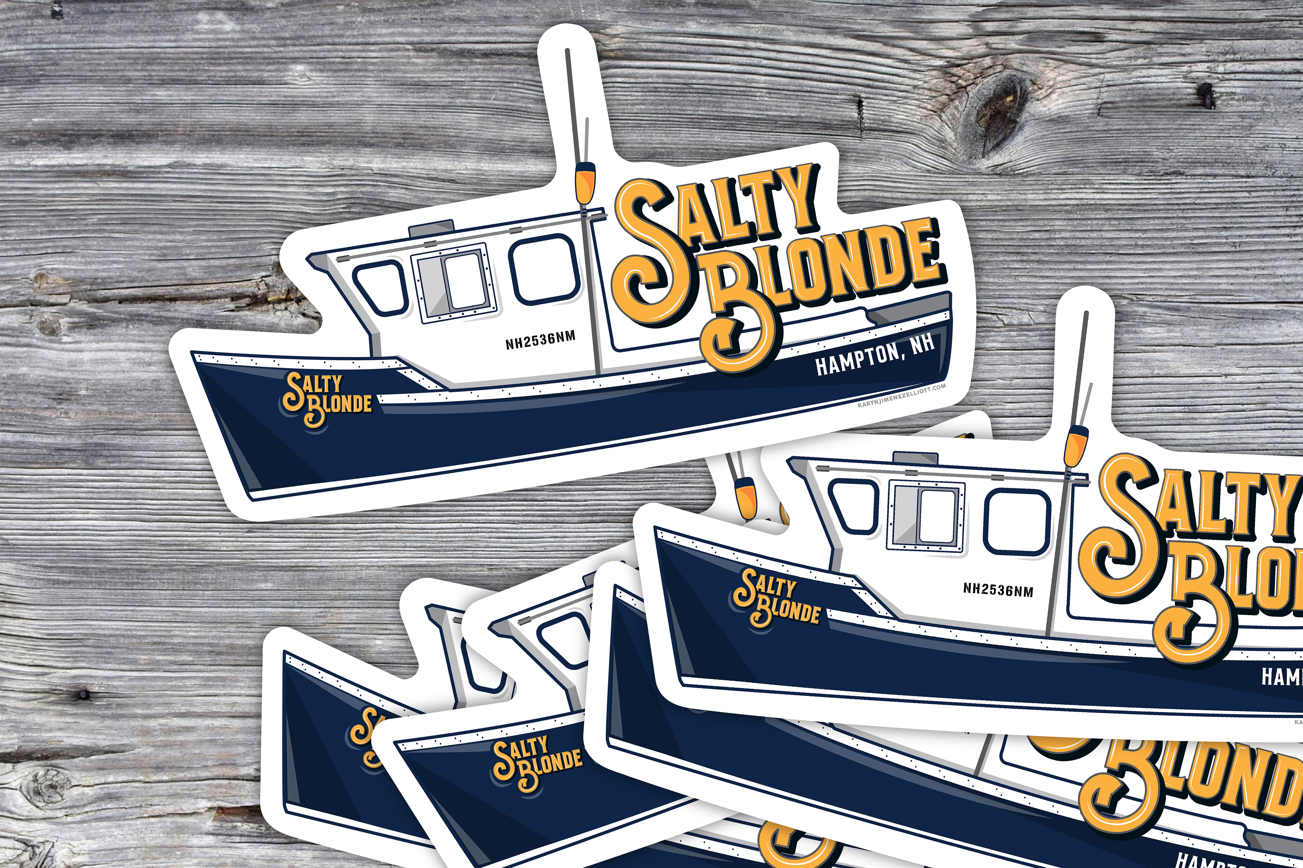 That Salty Blonde adobe illustrator boat illustration branding fishing fishing vessel graphic design lobster boat logo new hampshire typography vector vector boat