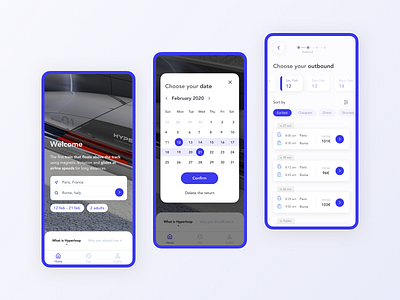 Hyperloop | Transport App Concept app blue clarisse croset design hyperloop interfaces ios mobile app mobile design modern app reservation reservation app transport transport app ui ux