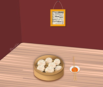 Momos 2d illustration adobe anjaanikalakaar art design digital artist dribble artist flat food food illustration graphic design illustration illustrator minimal scene vector