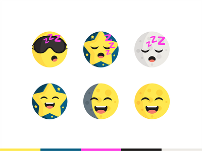 Sleeping Emojis branding bubble chat cute emoticons emotion face icon icon set logo message night sleep sleeping social text tired