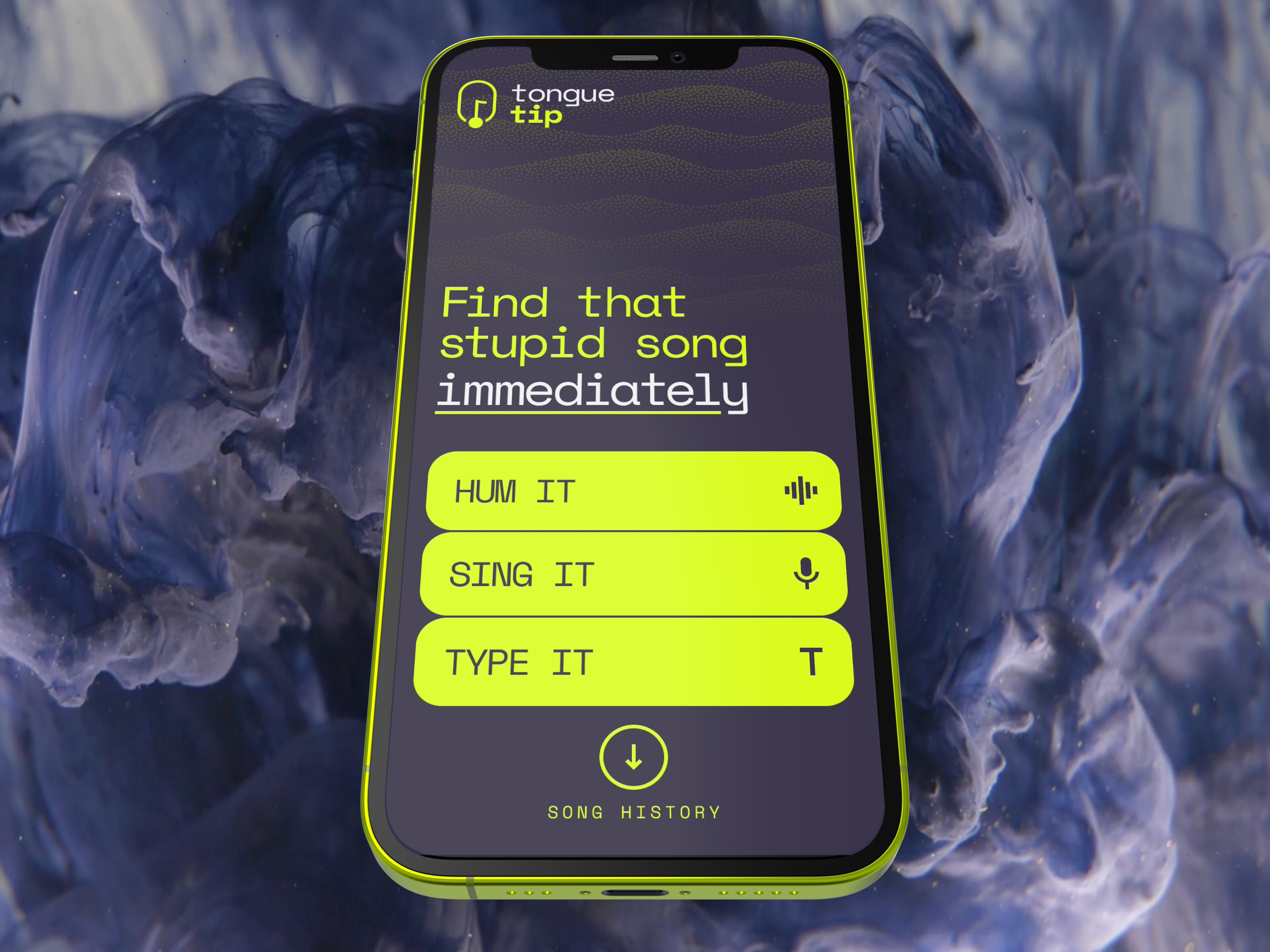 Tongue Tip - Song Finder 3d animation audio branding design challenge monotype motion graphics music neon ui ui ux ux