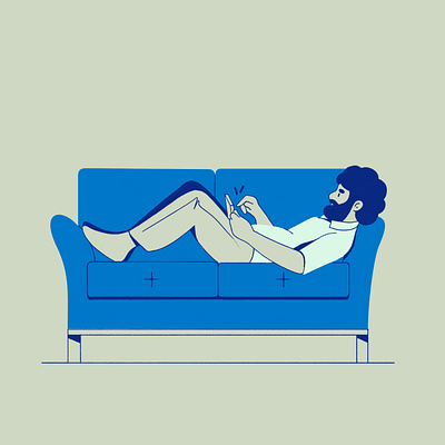 At home at home character chill couch home illustration man mobile relax