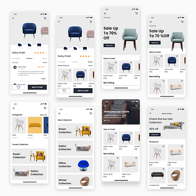 Homely -Furniture E-commerce app adobe xd app branding design e commerce figma flat freebie furniture app minimal ui ui kits ux