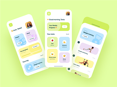 Health tracking app app branding design fitness fitness app illustration logo minimal mobile design typography ui vector