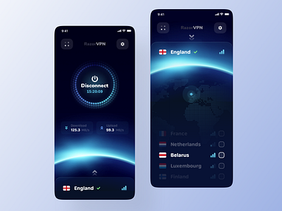 VPN Mobile App 🌍 clean connection mobile app mobile design privacy proxy ui uiux ux vpn vpn app