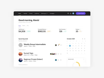 Web Dashboard branding calendar charts design line item list responsive schedule statistics ui web app web design