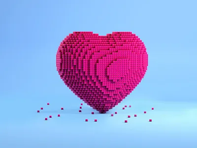 Pixel heart 3d 3d icons 3d illustration 3d model c4d cinema4d design heart icons illustration like love modeling pixel render romance valentines day wedding