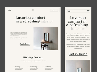 ntor.- Interior Design Website( Mobile Version ) branding clean design interior interiro design landign age minimal ux web website