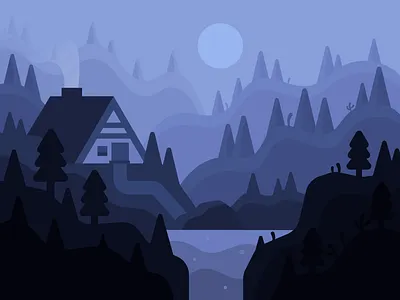 Landscape Illustration cabin illustration illustration design lake landscape landscape illustration mountains valley illustration woods illustration