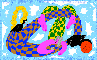 halftime basquet body positive bold colorful halftime illustration psychedelic sport women