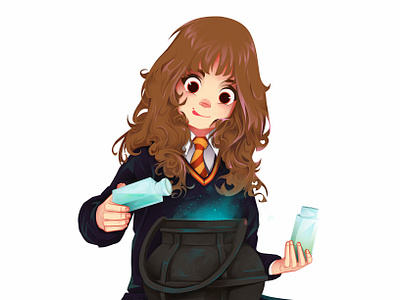 hermione animation character concept art digital illustration digitalart harrypotter harrypotterfanart hermione illustration illustrator ui website