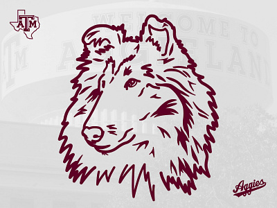 Miss Reveille, Texas A&M mascot collie dog illustration mascot miss rev