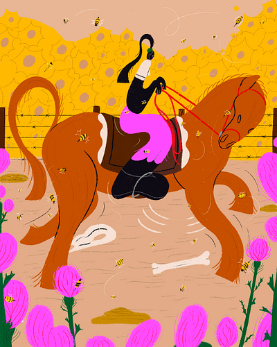 el martillo editorial farm horse illustration nature ride sunflowers walk