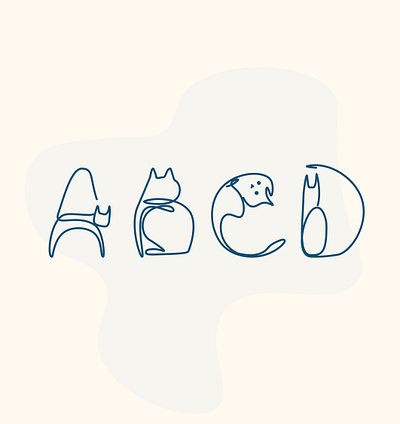 Cat Alphabet A B C D animal branding cat design illustration logo typography