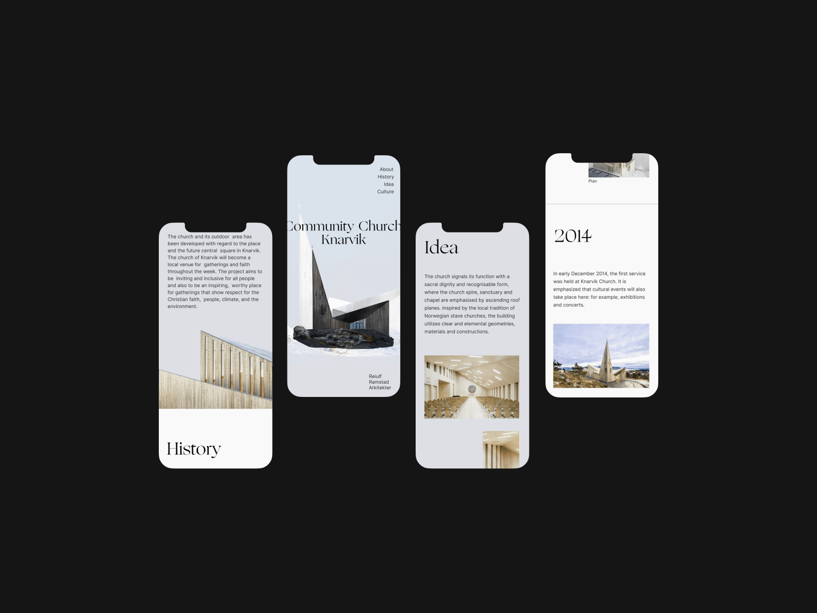 Community Church Knarvik mobil version \ Architectural landing animation architecture clean design flat landing longread minimal mobile mobile animation reiulf ramstad arkitekter ui ux ux design vector web web design website