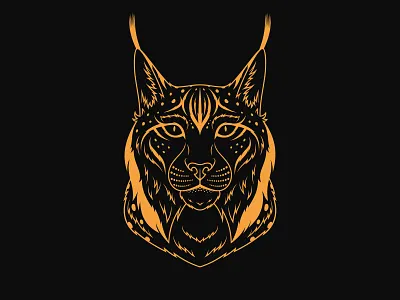 Golden Lynx animal beast bobcat cartoon cat design dribble face gold golden head illustration lynx mascot outline portrait print royal vector zoo