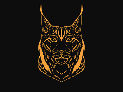 Golden Lynx animal beast bobcat cartoon cat design dribble face gold golden head illustration lynx mascot outline portrait print royal vector zoo