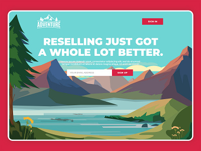 Camping Adventure Landing page Design adventure booking branding camping clean ui illustration interaction design jungle landing page design landing page ui design logo minimalist mountains responsive web design software development trekking uiux design vector web ui website design