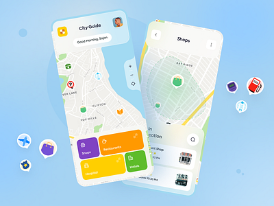 City Guide App app app design app map appui ios ios app map map design map ui mobile mobile design sajon