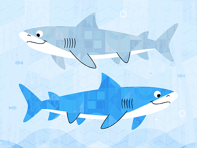 Sharks adobeillustrator art artwork dribbble happy illustration patterns sharks texture vector