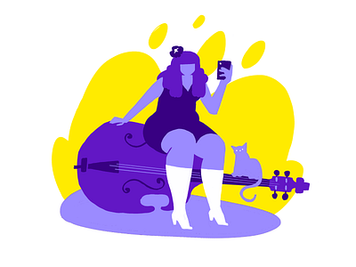 Bass and Kitties bass bass player illustration ui