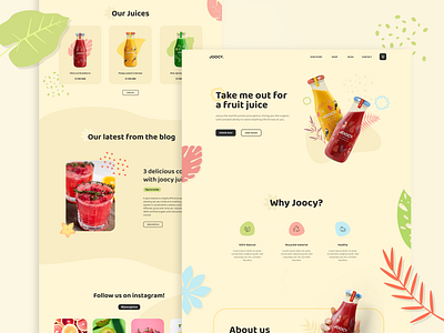 Joocy - full home page branding colorful colors design drink e commerce e commerce design e commerce shop fruit graphic design illustrations juice juice bar juices online shop online store smoothie ui webdesign webshop